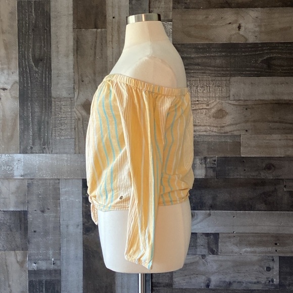 Roxy off the shoulder top medium pastel stripes beach California vacation surf - Picture 7 of 13